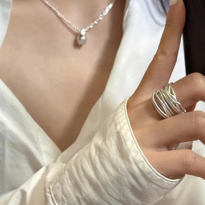 Silver Adjustable Multi-Thread Ring